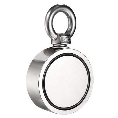 Krachtige dubbelzijdige trek N52 vismagneet met 1000lbs trekkracht en 75mm diameter