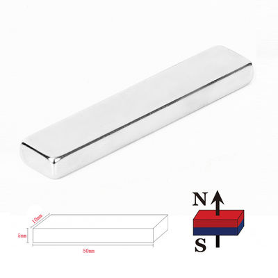 Nickel gecoate F50x10x5mm N48 zware zeldzame aard neodymiumstaafmagneet voor industriële doeleinden