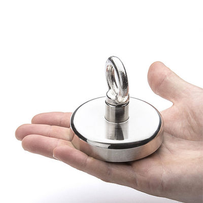 A3 staal NdFeB magneet 148 LBS 67 KG Trekkracht D48mm Zeldzame aarde POT magneet met oogbout