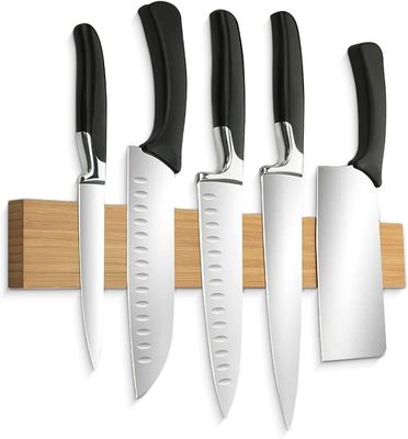 Bamboe Hout Keukenmes Magnetische Houder Sterk Krachtig Messer Rack Opbergplaats Display Organisator