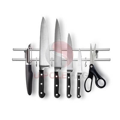 304 roestvrij staal magnetische mesbarrek met 6 haakjes en ferrietmagneet type 10 inch