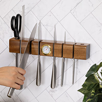 Multifunktioneel houten magnetisch meshouder met thermometer en hygrometer 325x55x50mm