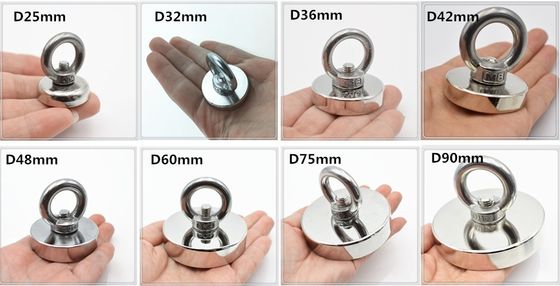 NdFeb Dia 75mm 230KG trekkracht Super Sterk Neodymium Vismagnet met oogvlek