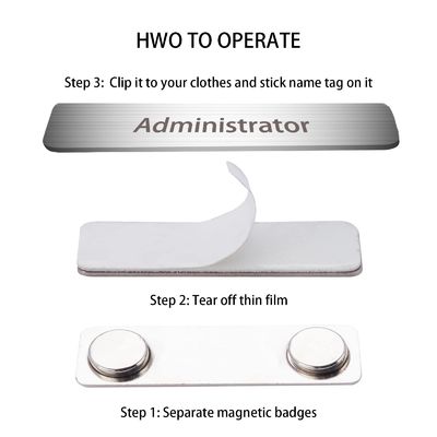 Sterke ABS magnetische naambadgehouders met staal achterplaat bevestigingsmiddel en 3M lijm