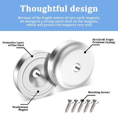 D20 MM 20lbs NdFeB Pot Magnet met Countersunk Hole Totale hoogte H 7,2 mm Hole d1 4,5 mm