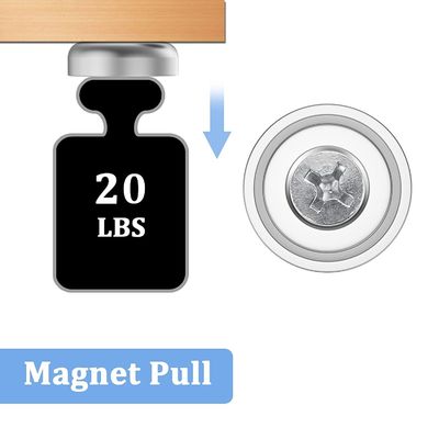 D20 MM 20lbs NdFeB Pot Magnet met Countersunk Hole Totale hoogte H 7,2 mm Hole d1 4,5 mm
