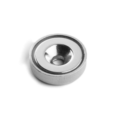 Super Power 25mm Cup Magnet met Countersunk Hole Strength ca. 19kg Hole d1 5.5mm