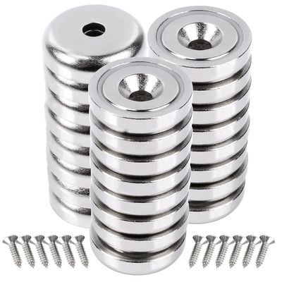 Super Power 25mm Cup Magnet met Countersunk Hole Strength ca. 19kg Hole d1 5.5mm
