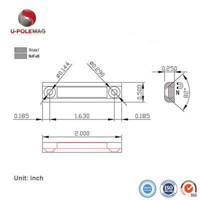 45 lbs trekkracht U-vorm Neodymium kanaal magneet met 50 lb vasthoudend vermogen