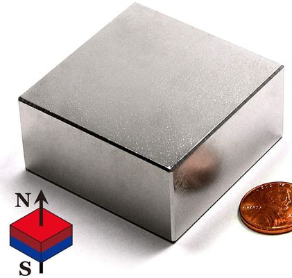 Hoogmagnetische flux gesinterd neodymium vierkantmagneetblok in aangepaste kwaliteit N35-N52