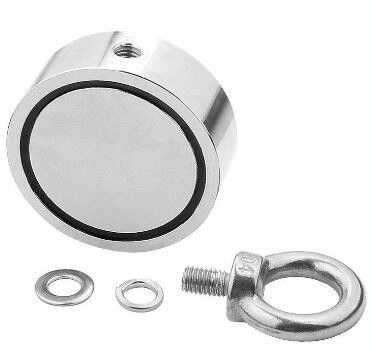 Krachtige dubbelzijdige trek N52 vismagneet met 1000lbs trekkracht en 75mm diameter