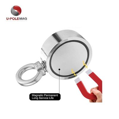 Krachtige dubbelzijdige trek N52 vismagneet met 1000lbs trekkracht en 75mm diameter