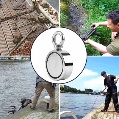 Krachtige dubbelzijdige trek N52 vismagneet met 1000lbs trekkracht en 75mm diameter
