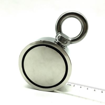 Densiteit Neodymium vismagneet met M8 oogbout en 80 kg trekkracht 48 mm diameter