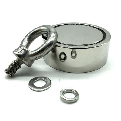 Densiteit Neodymium vismagneet met M8 oogbout en 80 kg trekkracht 48 mm diameter
