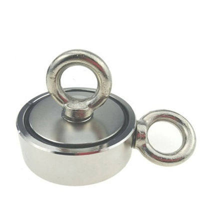 D75mm 200 kg Trekkracht Dubbelzijdig Rond Sterk Magnetisch Visserpak Rescue Magnet met Haak