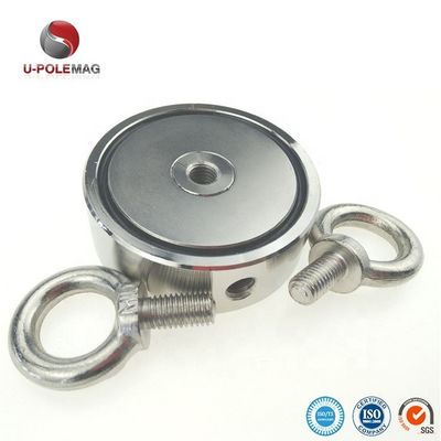 D75mm 200 kg Trekkracht Dubbelzijdig Rond Sterk Magnetisch Visserpak Rescue Magnet met Haak