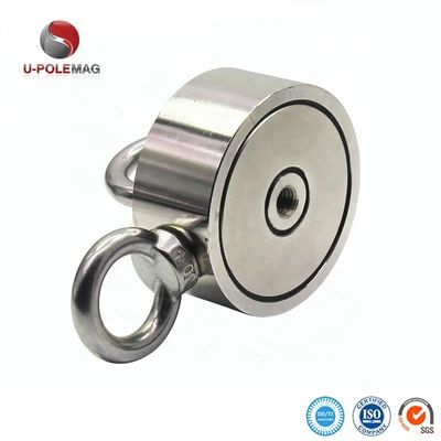 D75mm 200 kg Trekkracht Dubbelzijdig Rond Sterk Magnetisch Visserpak Rescue Magnet met Haak