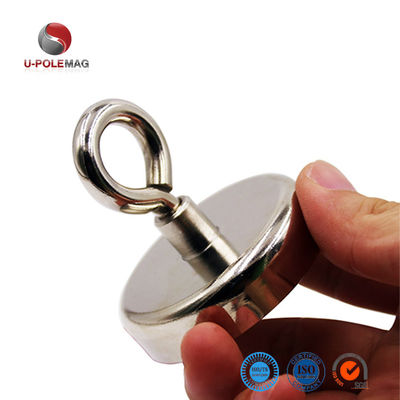 A3 staal NdFeB magneet 148 LBS 67 KG Trekkracht D48mm Zeldzame aarde POT magneet met oogbout