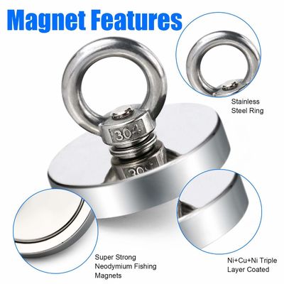 Super sterke Neodymium vismagneet Kit Set 500 lbs trekkracht Permanente magneet