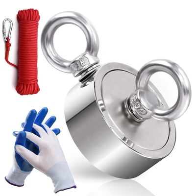Op maat gemaakte dubbele hefring 400 kg dubbelzijdige vismagneet Neodymium voor verpakking van gereedschapskisten