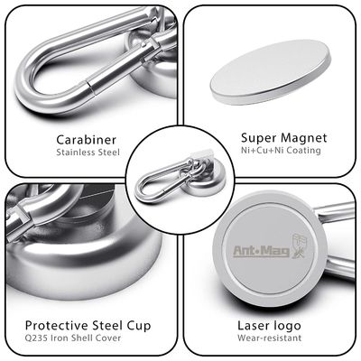 Neodymium Ronde Magnetische Snap Hook met Carabiner Sleutelhanger en Hoge Tolerantie ±1mm