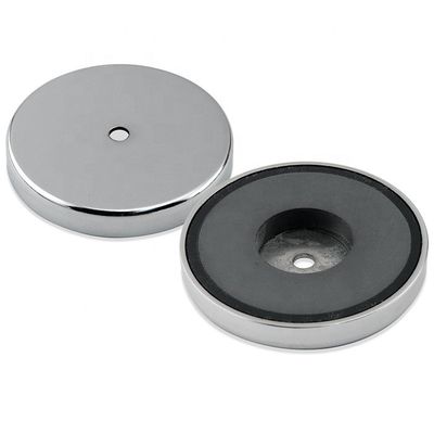 3.2" Cup Shape Ceramic Ferrite Chrome-geplatte Magnet 75lbs Pull voor binnen en buiten