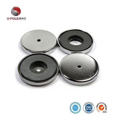 3.2" Cup Shape Ceramic Ferrite Chrome-geplatte Magnet 75lbs Pull voor binnen en buiten