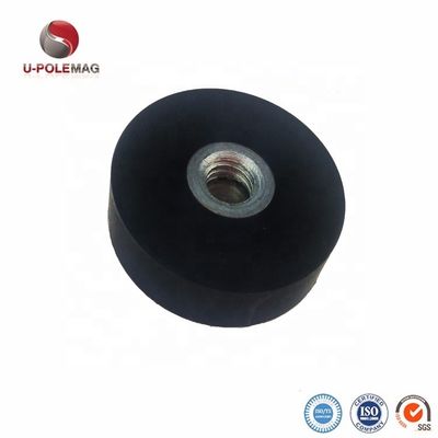 Neodymium ronde magneet D22x6mm met M4 plat vrouwelijk draadgripper en rubberen oppervlak