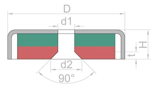 Op maat gemaakte neodymiumpotmagneet met sterke magnetische kracht en ISO9001 2008-certificering