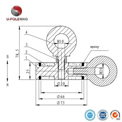 2.75&quot; zeldzame aard neodymium vismagneet met 1000lbs sterkte en touwen verstrekt