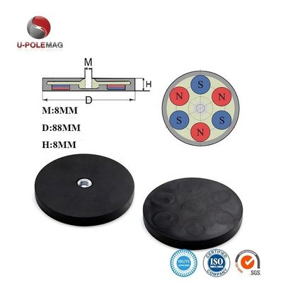 Gepersonaliseerde grootte M6 M8 Rubber bedekte potmagneet voor zware toepassingen