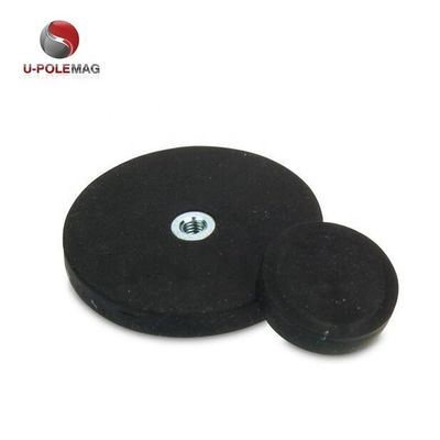 Strong Pull M8 Thread Neodymium Rubber Coated Pot Magnet Industriële graad Niet-glijmount