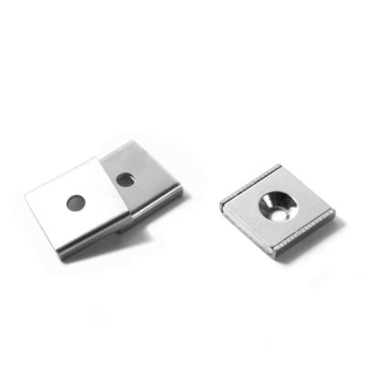 NdFeb Block Magnet Steel Channel POT met 1 Countersunk Hole voor industriële verwerking