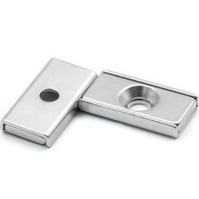 NdFeb Block Magnet Steel Channel POT met 1 Countersunk Hole voor industriële verwerking