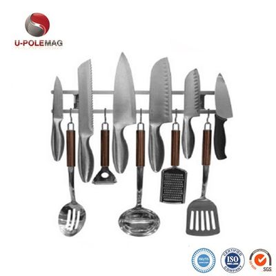 18 inch vierkant buizen roestvrij staal magnetisch mes strip met 6 haakjes voor keukengereedschap houder gereedschap organisator