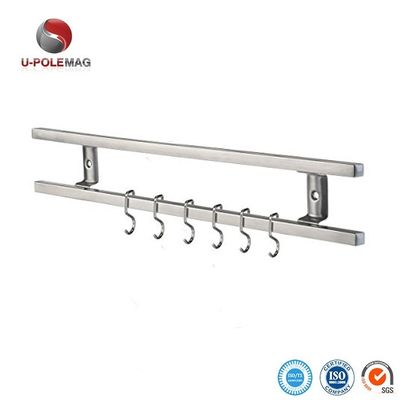 18 inch vierkant buizen roestvrij staal magnetisch mes strip met 6 haakjes voor keukengereedschap houder gereedschap organisator