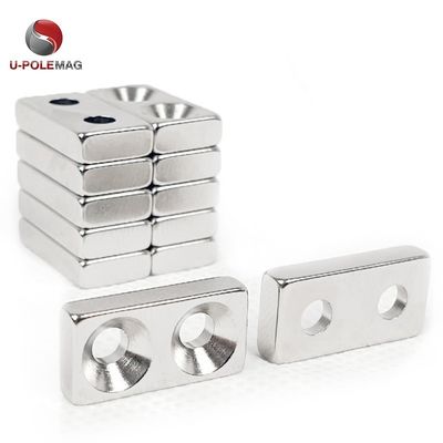 N45 vierkant blok tegenzinken gat magneet in helder zilver gesinterd neodymium materiaal