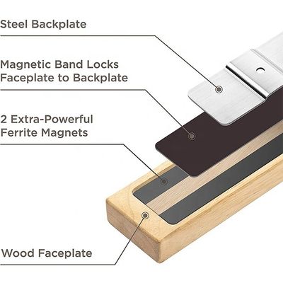 Eco-vriendelijk 16 inch Magnetisch mesband Rubber Hout Keukenmagneethouder voor muur