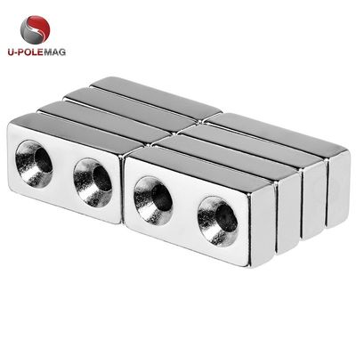 N45 vierkant blok tegenzinken gat magneet in helder zilver gesinterd neodymium materiaal
