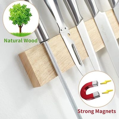 Eco-vriendelijk 16 inch Magnetisch mesband Rubber Hout Keukenmagneethouder voor muur