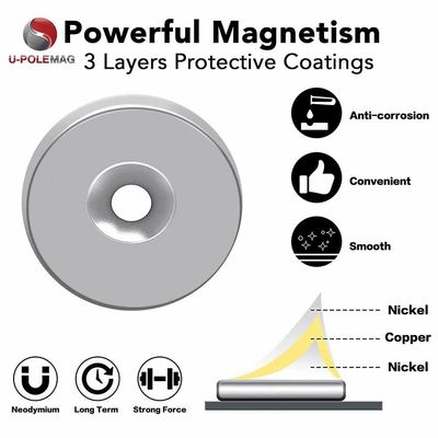NdFeB-graad N42 Aanpasbare zeldzame aardronde neodymium-controlesinkmagneet voor machines