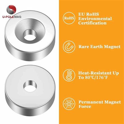 NdFeB-graad N42 Aanpasbare zeldzame aardronde neodymium-controlesinkmagneet voor machines