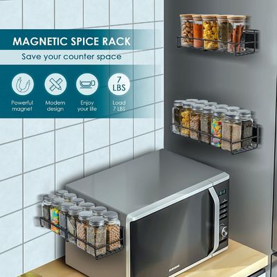 Afneembare functioneel ontworpen supersterk 2-lagig magnetisch specerijenrek voor koelkast