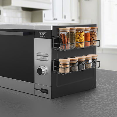 Afneembare functioneel ontworpen supersterk 2-lagig magnetisch specerijenrek voor koelkast