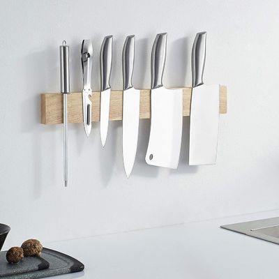 Bamboe Hout Keukenmes Magnetische Houder Sterk Krachtig Messer Rack Opbergplaats Display Organisator