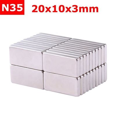 Rechthoekige dunne magneet 20x10x3mm 3.3kg Kracht voor maximale werktemperatuur 80 Centigrade