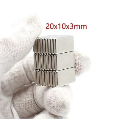 Rechthoekige dunne magneet 20x10x3mm 3.3kg Kracht voor maximale werktemperatuur 80 Centigrade