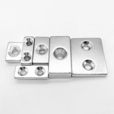 10000 Gauss N52SH Sterk blokmagneet met 2 gaten Neodymium NdFeB materiaal